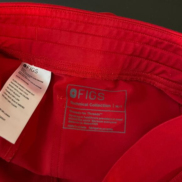 Figs Livingston Basic Scrub Pants Size Medium Tall Red Nurse - Picture 6 of 9